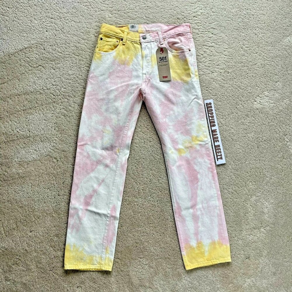 [30x30] LEVIS 501 ‘93 Straight Tie Dye Jeans Pink Yellow Made in Mexico